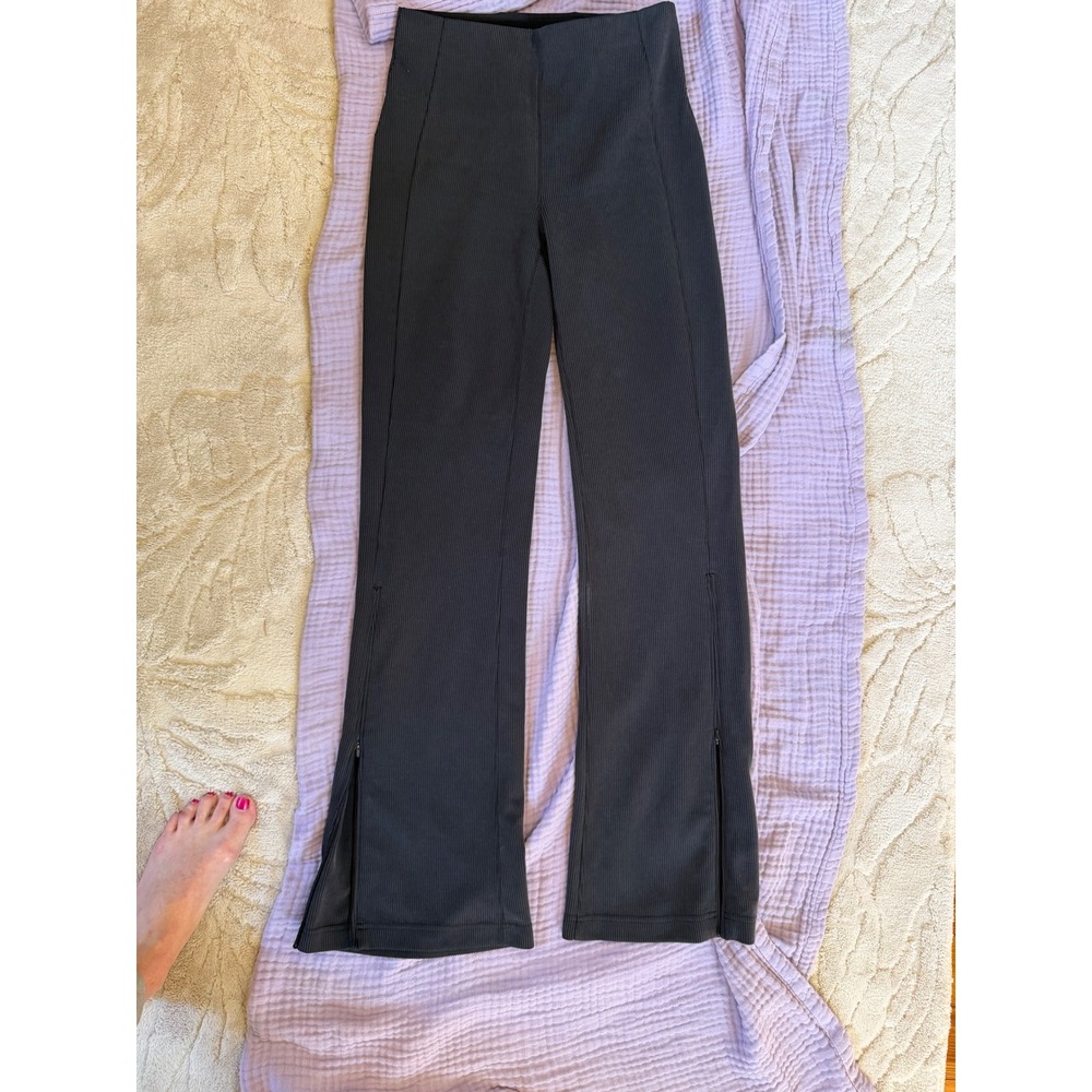 Lululemon Brushed Softstreme Ribbed Zip-Flared Pants Black Size 6
